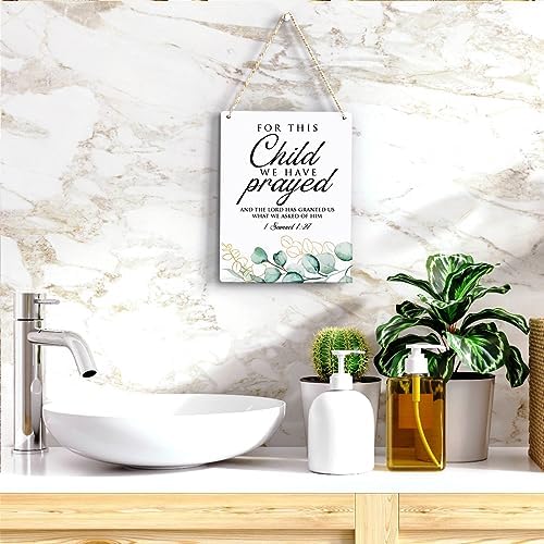 Inspirational Decor, For This Child We Have Prayed 1 Samuel 1:27, Scripture Wooden Hanging Sign Christian Gift for Baby Kids Girl Boy Nursery Teen Room Bible Verse Wall Art Decoration 8 x 10 Inches - Image 5