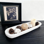 Wooden Dough Bowls Decorative，Rustic Bread Long Bowls Decor Wood Tray, Hand Carved For Table Centerpiece Decor, Home Decor(20 * 6 * 2 inch white) by BEDAZE