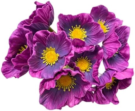 10 pcs Deep Purple Artificial Flowers Poppy Flowers,11" Faux Flower Stems by Unknown