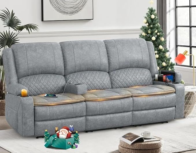Yolsali Recliner Sofa, 3 Seater Manual Reclining Sofa by SavortheHappyMoments