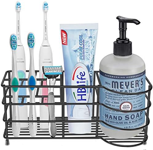 HBlife 7 Slots Toothbrush Holder, X-Large Stainless Steel Bathroom Decor, Black Electric Toothbrush Holder for Bathroom, Bathroom Counter Organizer for Small Spaces - Image 2