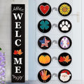Perfnique Welcome sign for front porch standing, 47 x 7.9 Inch Wooden Leaner Sign with 10 Interchangeable Designed Icons, Seasonal Decor for Spring Easter Fall Christmas(Black) by PERFNIQUE