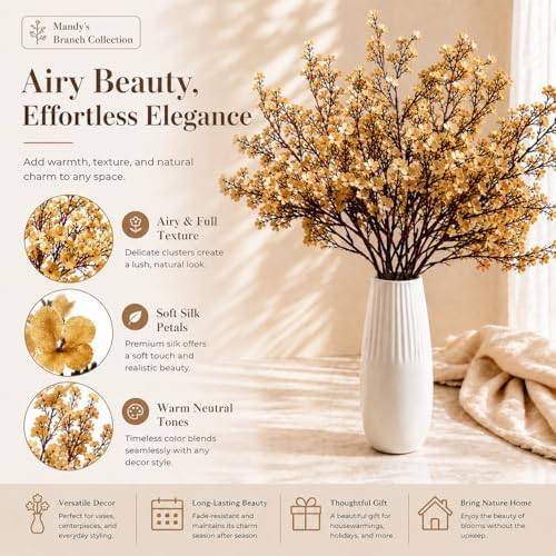 Mandy's 15 Bundles Artificial Gold Baby’s Breath Flowers - Image 2