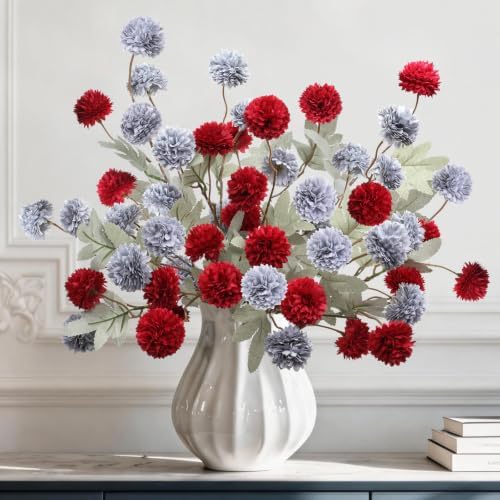 INQCMY 12 Pcs Artificial Mums with Long Stems 20 Inch Faux Flowers for Vase by INQCMYPlantRack