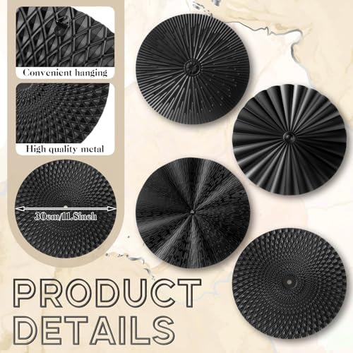 Hicarer 4 Pcs 12 Inch Black Metal Wall Art Decor Modern Sunburst Decor - Image 3