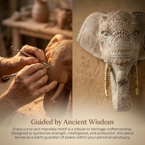 Carved Wood Elephant Statue Home Decor Living Room Luxury Gift - Image 4