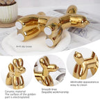 Notakia Large Golden Cute Ceramics Balloon Dog Statue Crafts Living Room Desktop Decorations,Handmade Modern Small Ceramic Animal Statue Ornament Home Decor Accents - Image 3