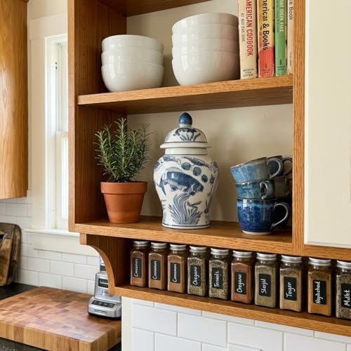 8" Ceramic Ginger Jar w/Lid - Classic Chinese Style Porcelain Jar Tea Storage for Home Decor Decorative Centerpiece Vintage Accent Antique Vase Jingdezhen (Slate Blue & White Koi) - Image 3