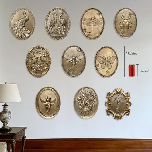 Vintage Butterfly Wall Sculpture, Antique Wall Decor, Gold Wall Art, Hanging Decoration with Embossed Butterfly Design, Vintage Decoration for Living Room Bedroom and Hallway, Housewarming Gift - Image 4