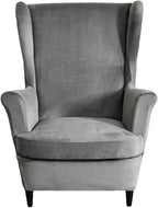 KRFOONN Wingback Chair Cover Slipcovers 2 Piece Stretch Velvet Plush Wing Chair by KRFOONN