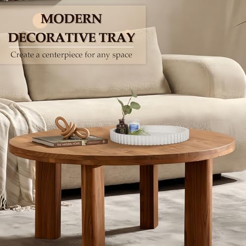Oval Tray for Coffee Table Decor, 13" Concrete Coffee Table Tray, Granite - Image 2