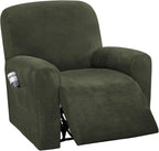 H.VERSAILTEX Velvet Stretch Recliner Couch Covers 4-Pieces Style Recliner Chair by HVERSAILTEX
