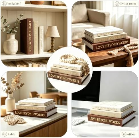 Aesthetic Decorative Books, Set of 3 Fake Book Boxes with Storage Space - Image 4