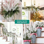 Oairse 8 Pcs Christmas Tree Picks and Sprays White Glitter Christmas Picks 28" Christmas Glitter Feathers Leaves Stems for Christmas Tree Filler Branches Wreaths Centerpieces Holiday Decorations - Image 6
