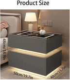 Modern Smart Nightstand with Wireless Charging with LED Sensor Light, Smart - Image 2