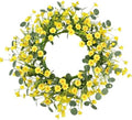 Pinkpum 22" Daisy Eucalyptus Wreath for Front Door, Artificial Spring Summer Floral Wreath for Front Door, Home Farmhouse Wedding Wall Window Decor by Pinkpum