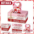 Geelin 4 Pcs Valentine Day Gnome Table Decoration Wooden Book Stack Signs - Image 4