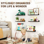 Qukaka 15" Clear Floating Shelves for Wall, 4 Pack Display Ledges-Black - Image 4