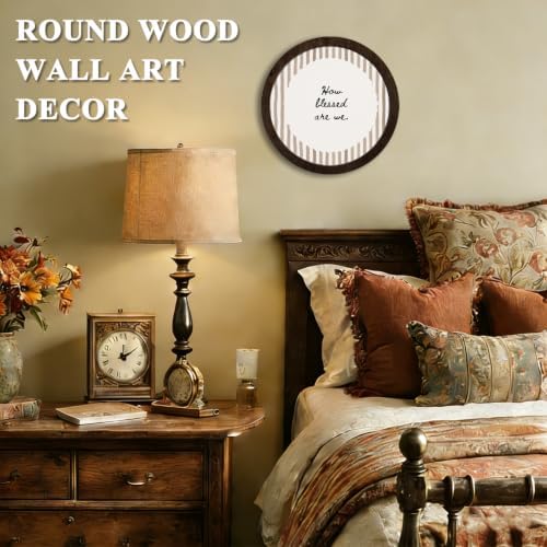 CFFJLHN Christian How Blessed Are We Religious Wall Art Round Wooden Decor - Image 2