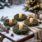 4 Pcs Small Christmas Hanging Wreaths with Artificial Cedar Pine Greenery Dark Green Velvet Ribbon Mini Cabinet Wreath for Porch Front Door Window Wall Farmhouse Rustic Christmas Winter Holiday Decor - Image 6