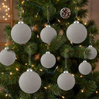 46Pcs Velvet Christmas Ball Ornaments Set - Flocked Shatterproof Christmas Tree Decorations Classic Hanging Ornaments with Rope for Xmas Wreath Holiday Home Decor (Multi-Size, Grey) - Image 5