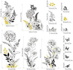 Black Yellow Flower Wall Decals, 3 Sheets Sketch Garden Floral Wall Stickers Simple Line Wildflower Grass Butterflies Art Decor Bedroom Bathroom Hallway Sofa Gifts for Mom(11.8x35.4 in/Sheet) - Image 4