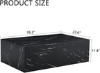 Coffee Table Living Room Table, Modern Black Faux Marble Center Couch Table - Image 2