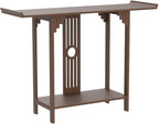 Gdrasuya10 40 inch Walnut Bamboo Console Sofa Table, Vintage Sofa Table Narrow - Image 5