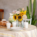 Leftover Fake Flowers in Vase, Artificial Sunflower Bouquets with Flower Arrangement Holder, Table Centerpieces for Dining Room, Faux Silk Sunflowers, Carnations and Tulips Arrangement - Image 4