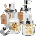 Amolliar Mason Jar Bathroom Accessories Set, 4 PCS Glass Bathroom Set by Amolliar