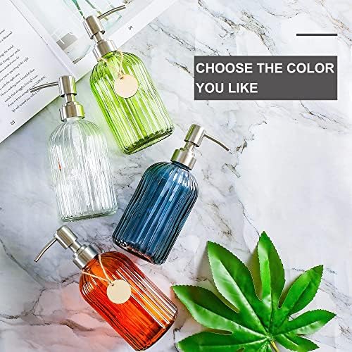 MOCLIF 16 OZ Soap Dispenser，Tempered Glass Clear Vertical Stripe with 304 Rust Proof Stainless Steel Pump Refillable Liquid Hand Soap Dispenser，for Bathroom, Kitchen, Dish Soap，Lotion (Clear) - Image 6