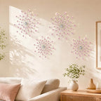 ZEXUIRU 4 Set Silver Starburst Wall Art for Home Decor Metal Bling Crystal Rhinestones Sunburst Wall Decor Sparkling Rhinestone Art Accent Silver - 13 in - Image 2