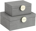 HofferRuffer Faux Leather Jewelry Boxes, Decorative Boxes Storage Accessory Organizer with Gold Hardware Decor, Classic Vegan Leather Set of 2 Pieces (Dark Grey) by HofferRuffer