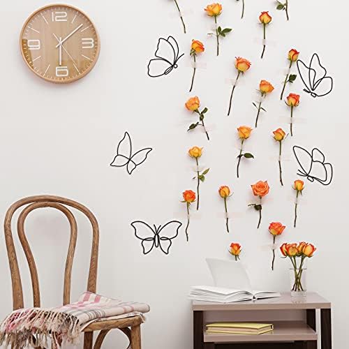 Hotop 6 Pieces Black Metal Butterfly Wall Decor Wired Butterflies Wall Art - Image 5