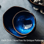 6 Inch Ceramic Decorative Bowl, Blue Reactive Glaze Key Tray - Image 7