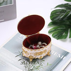 Hipiwe Vintage Metal Jewelry Box - Oval Trinket Organizer Ring Box Case - Image 4