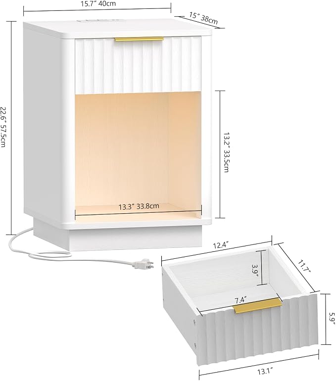 Akxomel Fluted Nightstand, Wooden Night Stand - Image 3