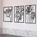 CHENGU 3 Pieces Metal Minimalist Abstract Woman Wall Art Line Drawing Wall Art Decor Single Line Female Home Hanging for Kitchen Bathroom Living Room by CHENGU