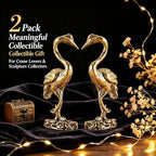 2‑Pack Brass Crane Figurines, 2.08" Mini Vintage Metal Red‑Crowned Crane Statue with Cloud Base, Oriental Style Small Bird Sculpture Ornament for Home Shelf Desk Decor, Collectible Gift - Image 6
