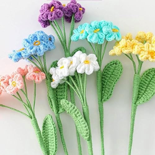 8 Pcs Hand-woven Forget-Me-Not Flower, Crochet myosotis Bouquet, Multicolor - Image 2