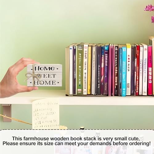 Mini Decorative Books For Home Decor, Small Wood Book Stack For Table Decor, Home Sweet Home decoration Books For Living Room Bookshelf, Farmhouse Stacked Books decoration（L52) - Image 2