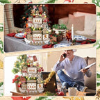 Shellwei 24 Pcs Christmas Tiered Tray Decor, Gingerbread Wooden Table Sign - Image 2