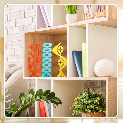Yousoontic 3 Pcs Mid Century Modern Table Decor Vintage Atomic Bulb Atomic Stars Orange Blue and Yellow Geometric Shape Accent Sculpture Modern Aesthetic Decor for Home Living Room Table Centerpieces - Image 4