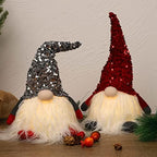Juegoal 12" Lighted Christmas Gnome, Handmade Sequins Hat Scandinavian Swedish Tomte, Light Up Elf Holiday Present, Battery Operated Winter Tabletop Christmas Decorations, 2 Set - Image 6