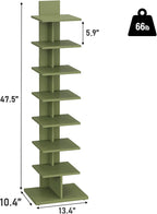 TUTOTAK Bookshelf, 8-Tier Bookcase, Narrow Spine Book Shelf - Image 2