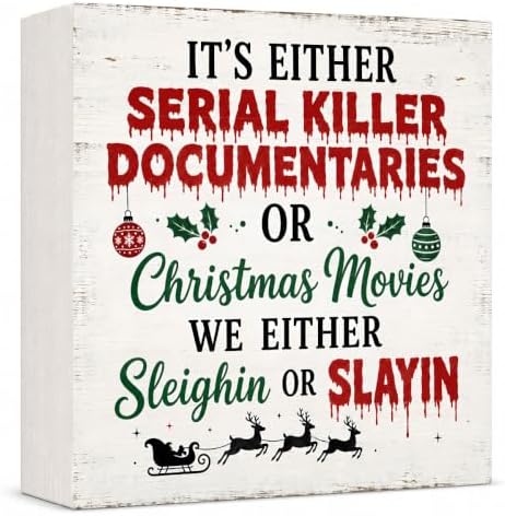 Christmas Decorations Funny Humor Quote Wood Box Sign by GUDIO