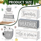 Marsui 4 Pcs Winter Table Decorations Wooden Let It Snow Tiered Tray Decor - Image 3