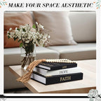 Faccito 3 Set Linen Decorative Books with Beaded Garland, Classic, Black - Image 4