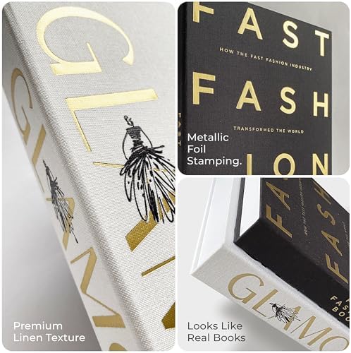 Decorative Books for Home Decor – Black & Ivory Linen Faux Books for Decoration: Aesthetic Fake Book Shelf, Living Room, Mantle, Entryway & Coffee Table Decor – Stack Faux Book Storage Box, Set of 2 - Image 3