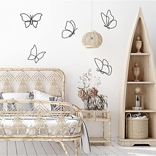 Hotop 6 Pieces Black Metal Butterfly Wall Decor Wired Butterflies Wall Art - Image 2